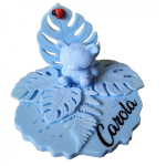 memory standaard beertje met blaadjes in het blauw