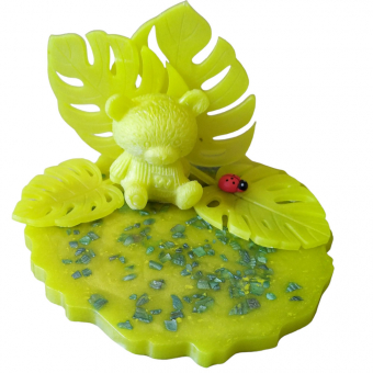 memory standaard beertje met blaadjes in het geel